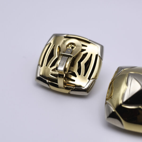 Bulgari 'Pyramid' Two Tone 18k Gold Earclips - Image 4