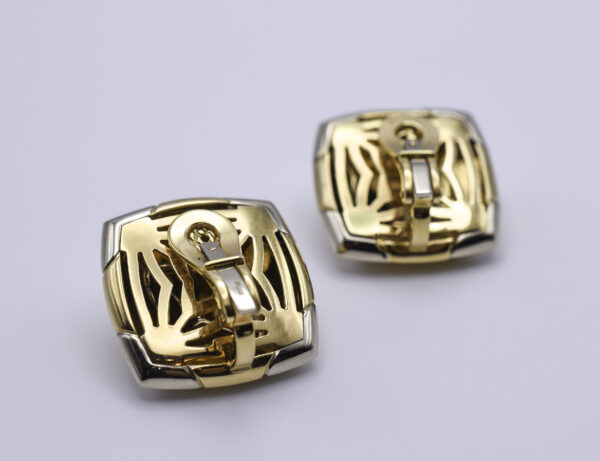 Bulgari 'Pyramid' Two Tone 18k Gold Earclips - Image 5