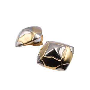 Bulgari 'Pyramid' Two Tone 18k Gold Earclips