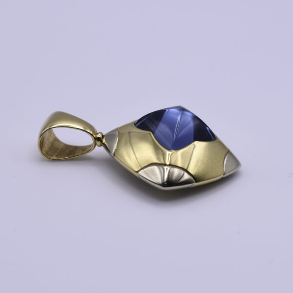 Bulgari 'Pyramid' Topaz Pendant in Two Tone 18k Gold - Image 2