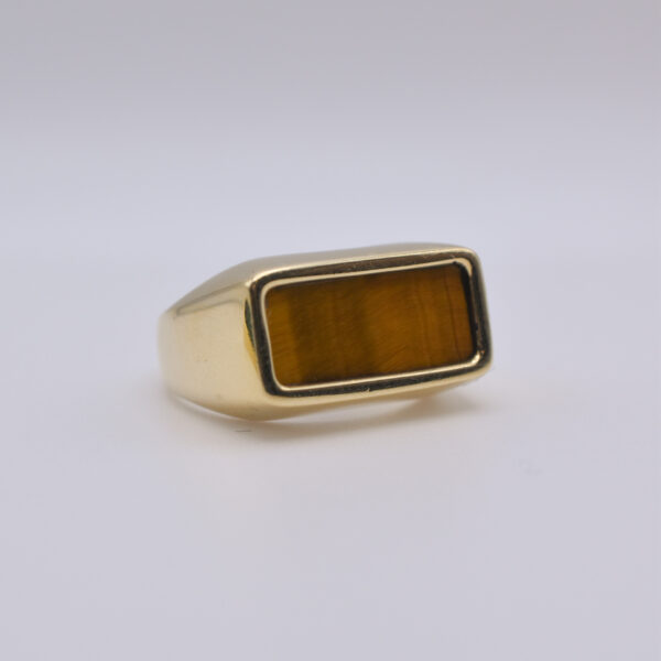 Tiffany & Co. 18k Gold Malachite and Tiger's Eye Rings - Image 3