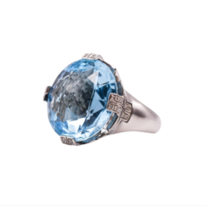 Bulgari 'Parenthesis' 18k Gold Blue Topaz & Diamond Cocktail Ring