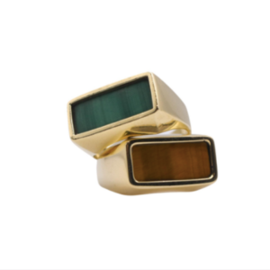 Tiffany & Co. 18k Gold Malachite and Tiger's Eye Rings