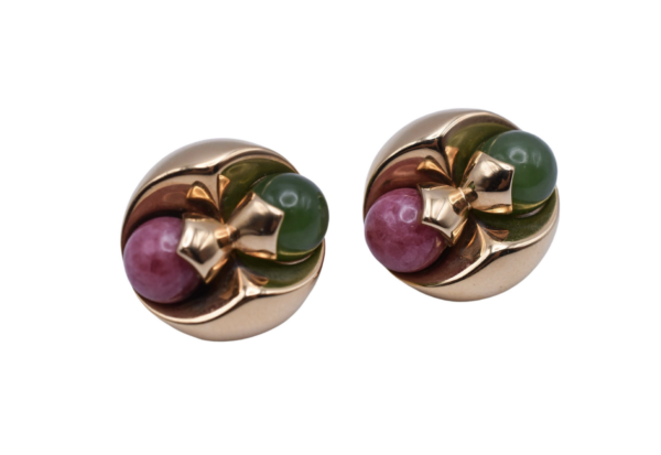 Bulgari Chrysophrase and 18k Gold Earclips