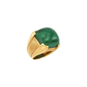 Gold and Cabochon Emerald Ring
