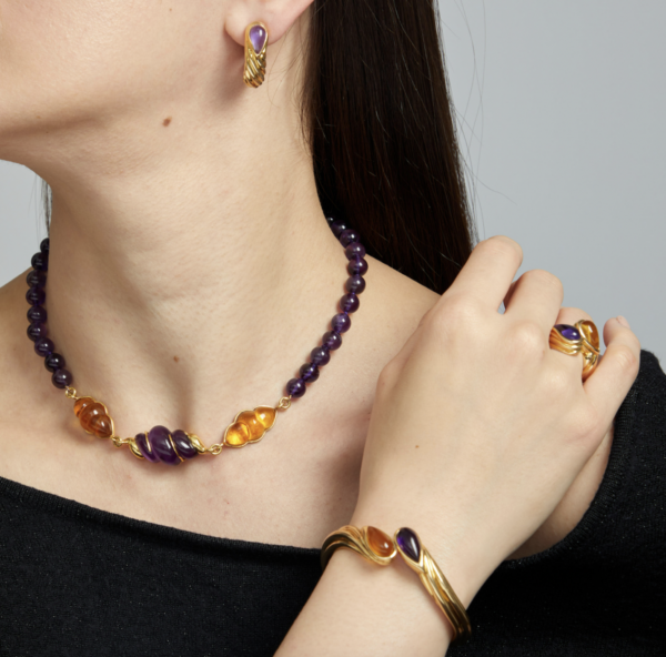 Gucci Amethyst and Citrine Gold Parure, c. 1980 - Image 2