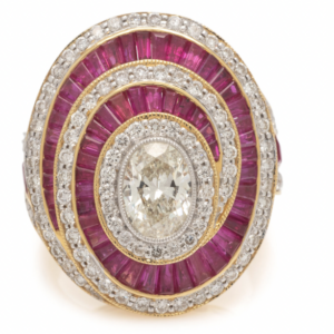Diamond and Ruby Dress Ring, c. 1980