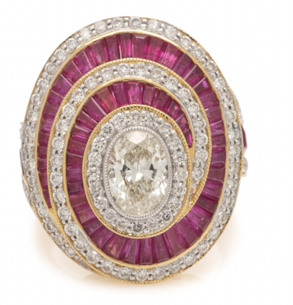Diamond and Ruby Dress Ring, c. 1980