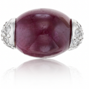 Seaman Schepps Cabochon Ruby and Diamond Ring, c. 1980
