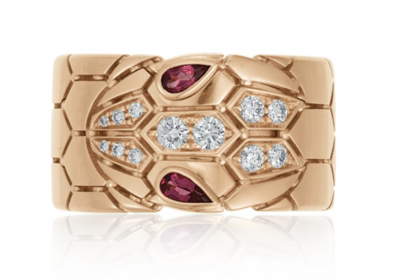 Bulgari Serpenti Rubellite and Diamond Ring , c. 1990