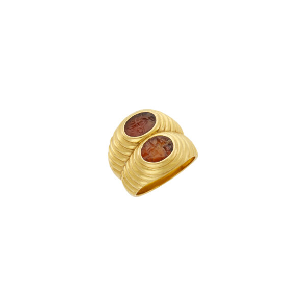 Bulgari Gold and Carnelian Intaglio 'Doppio' Ring, c. 1980