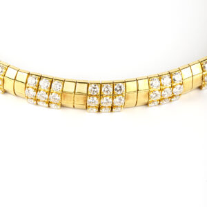 1970s Geometrical Diamond and Gold Necklace