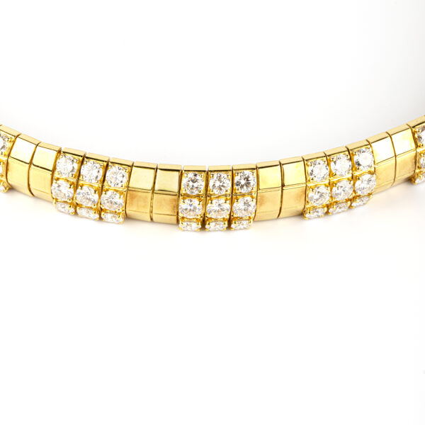 1970s Geometrical Diamond and Gold Necklace