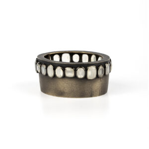 René Boivin Blackened Gold and Moonstone Cuff