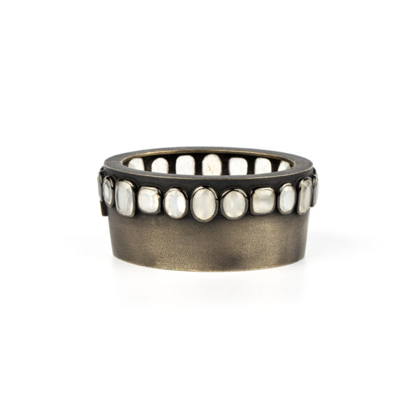 René Boivin Blackened Gold and Moonstone Cuff - Image 3