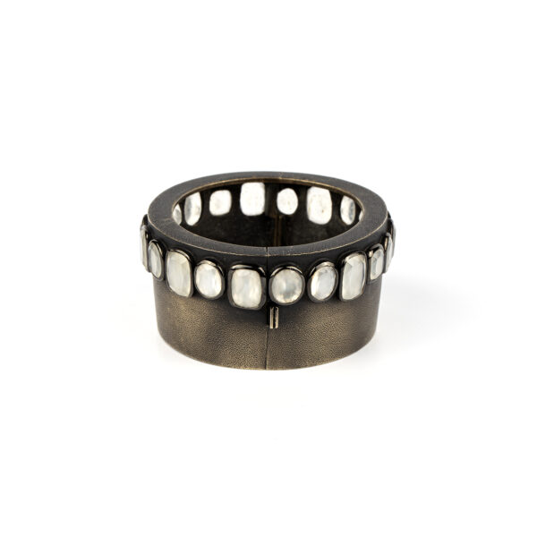 René Boivin Blackened Gold and Moonstone Cuff - Image 4
