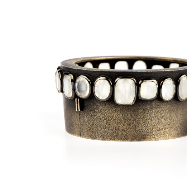 René Boivin Blackened Gold and Moonstone Cuff - Image 5