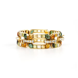 Rare Bulgari Gold Multi-Gem and Diamond Link Bracelet