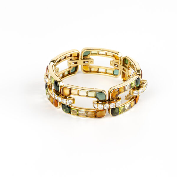 Rare Bulgari Gold Multi-Gem and Diamond Link Bracelet - Image 4