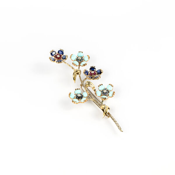 Grassi 'En Tremblant' Gold and Multi-Gem Brooch - Image 4