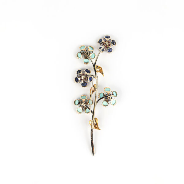 Grassi 'En Tremblant' Gold and Multi-Gem Brooch - Image 5