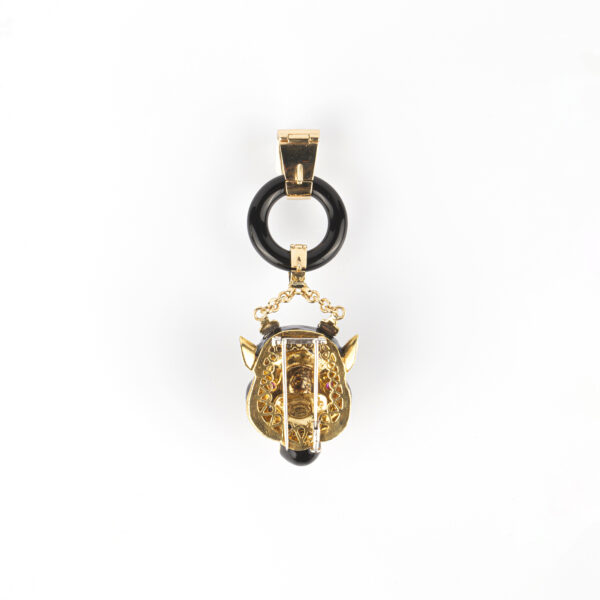 Frascarolo Black Enamel, Diamond and Ruby Jaguar Pendant Brooch - Image 4