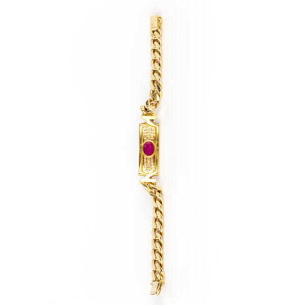 Bulgari Cabochon Ruby and Diamond Link Bracelet - Image 3