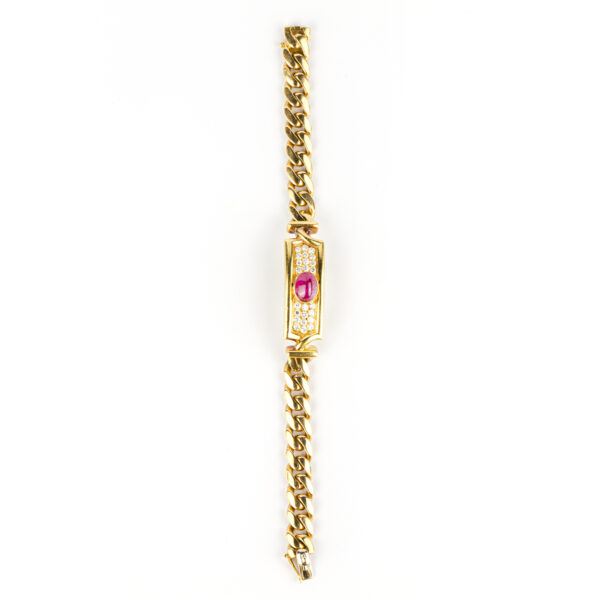 Bulgari Cabochon Ruby and Diamond Link Bracelet - Image 4