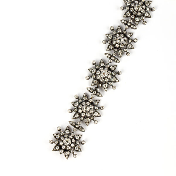 Victorian Diamond Sunburst Bracelet in Gold Backed Silver - Image 3
