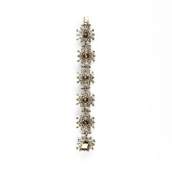 Victorian Diamond Sunburst Bracelet in Gold Backed Silver - Image 2