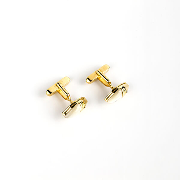 Bulgari Naturalia Mother of Pearl and Gold Cufflinks - Image 3