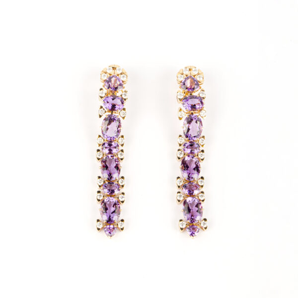 Marina B Diamond and Amethyst Floral Earrings