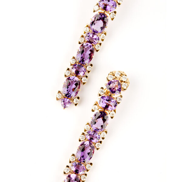 Marina B Diamond and Amethyst Floral Earrings - Image 2