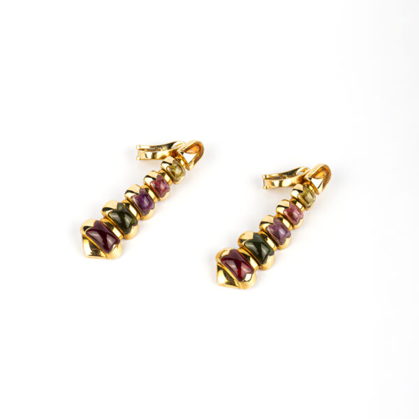 Bulgari 'Celtaura' Gold and Multi-colored Gemstones Drop Earrings - Image 3