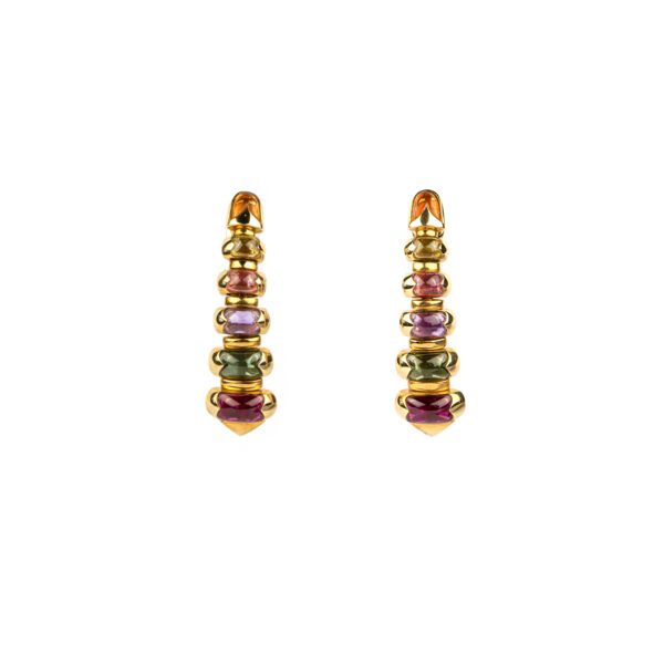 Bulgari 'Celtaura' Gold and Multi-colored Gemstones Drop Earrings - Image 2