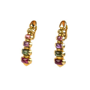 Bulgari 'Celtaura' Gold and Multi-colored Gemstones Drop Earrings