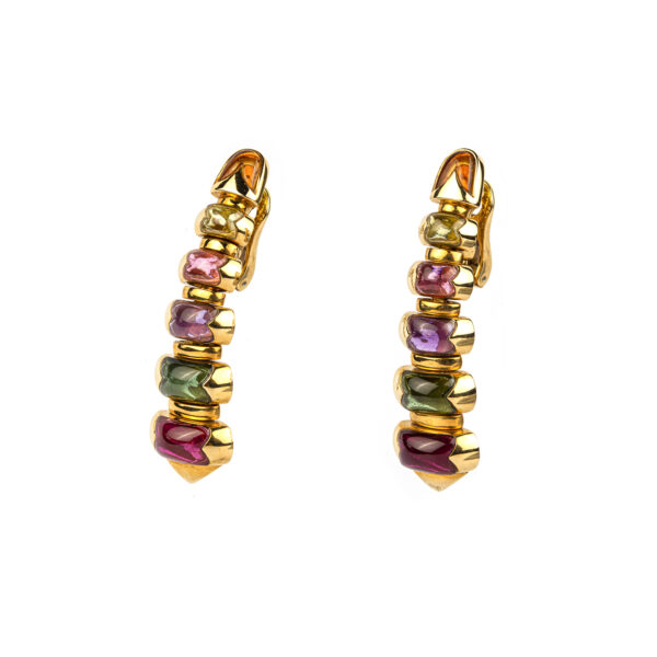 Bulgari 'Celtaura' Gold and Multi-colored Gemstones Drop Earrings