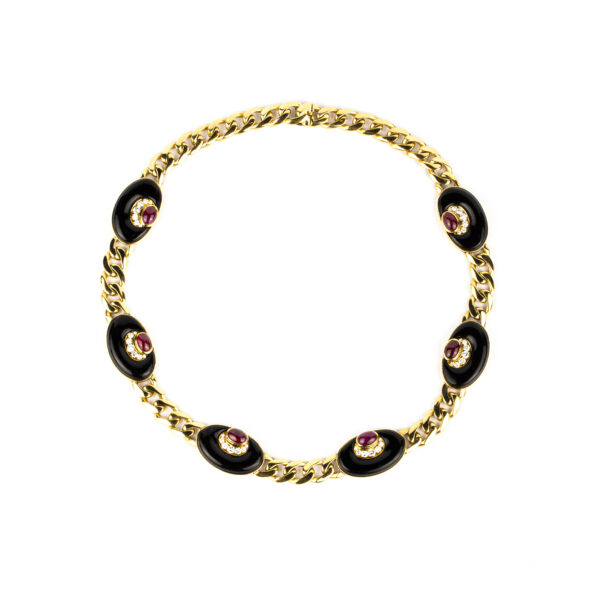 Rare Bulgari Onyx, Ruby and Gold "Half Moon" Set - Image 2