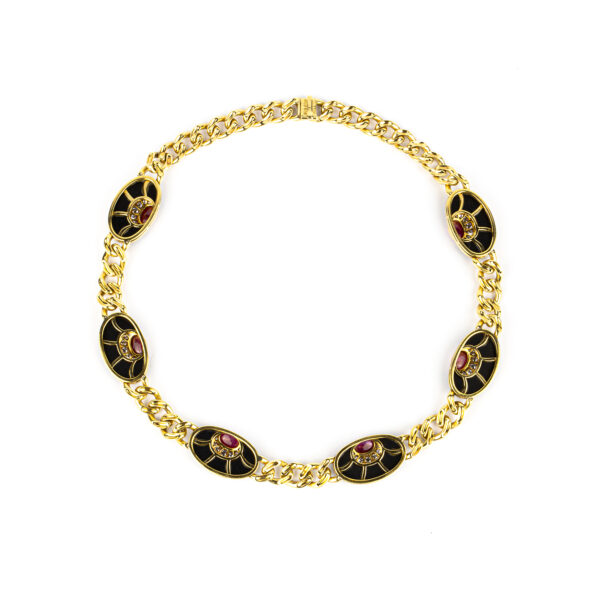 Rare Bulgari Onyx, Ruby and Gold "Half Moon" Set - Image 4