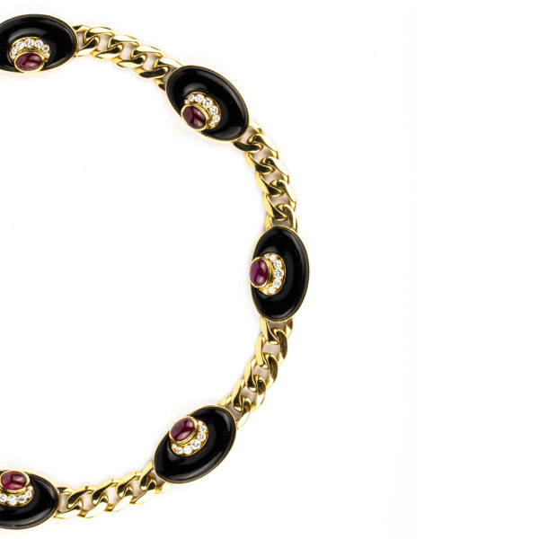 Rare Bulgari Onyx, Ruby and Gold "Half Moon" Set - Image 5