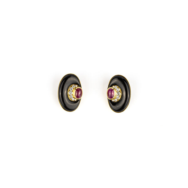 Rare Bulgari Onyx, Ruby and Gold "Half Moon" Set - Image 3