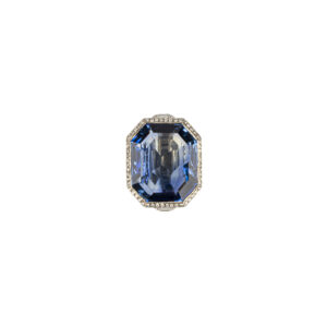 Important 15.53ct Burmese Sapphire and White Gold Ring