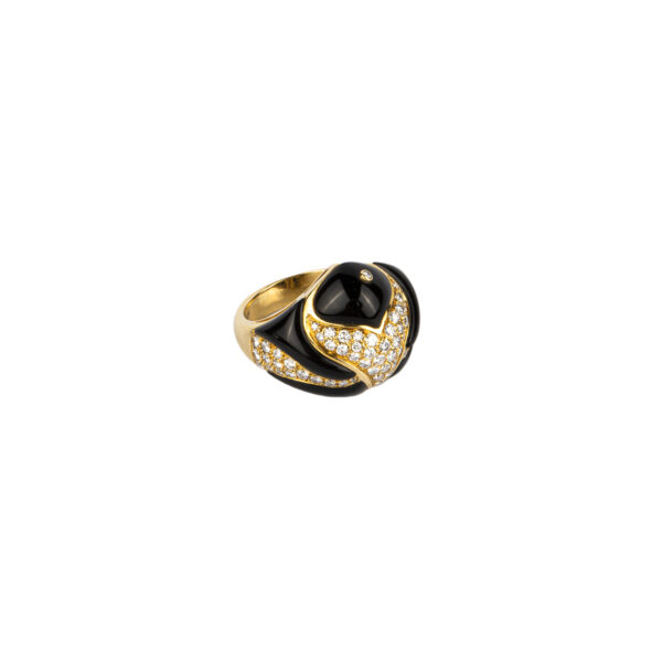 Bulgari Gold, Onyx and Diamond Bombe Ring - Image 2