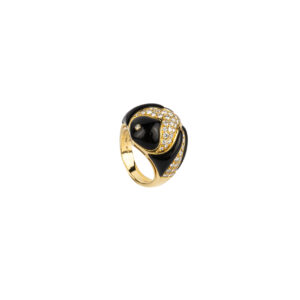 Bulgari Gold, Onyx and Diamond Bombe Ring
