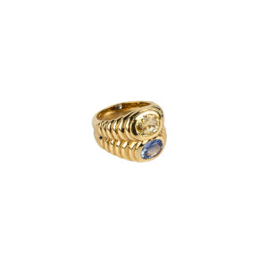 Bulgari Yellow and Blue Sapphire Gold Ring