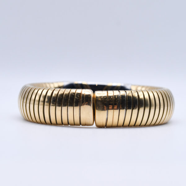 Bulgari 'Alveare' 18k Yellow Gold and Steel Bangle - Image 4