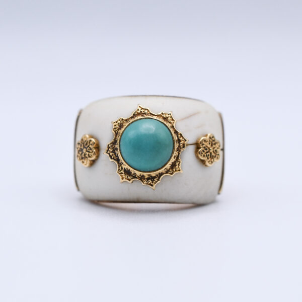 Buccellati Ivory and Turquoise Gold Ring - Image 2