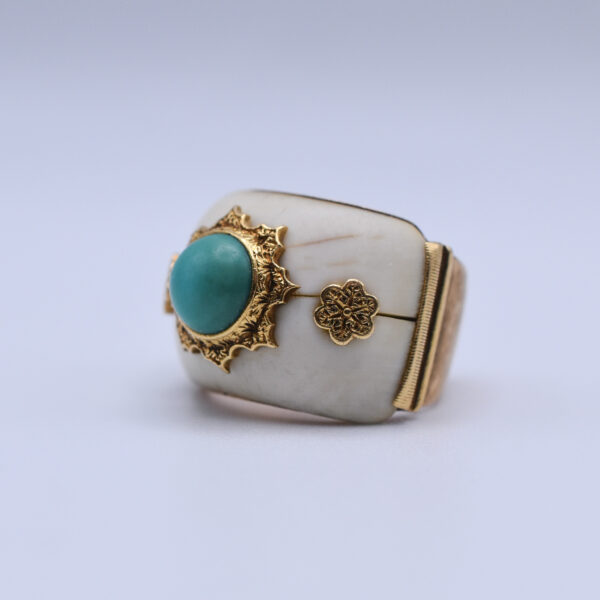 Buccellati Ivory and Turquoise Gold Ring - Image 5