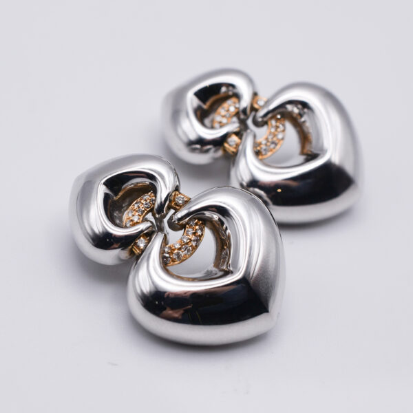Bulgari Two-Colour Gold Heart Earrings - Image 2