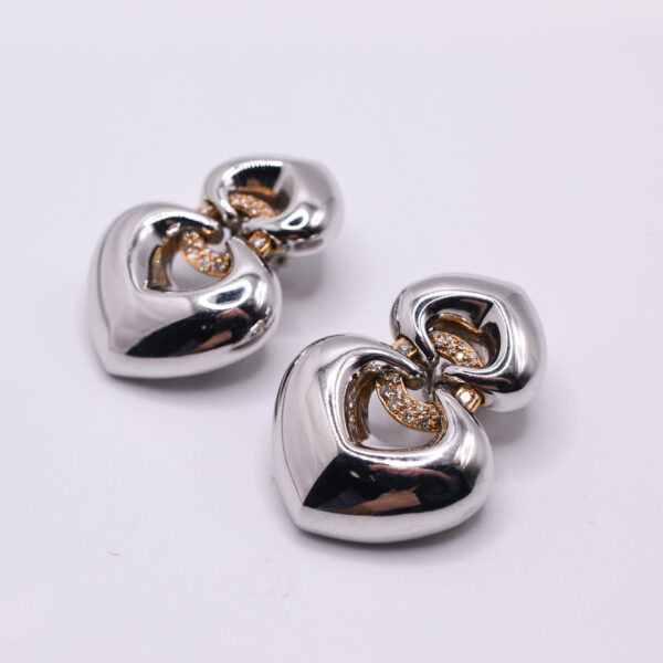 Bulgari Two-Colour Gold Heart Earrings - Image 3